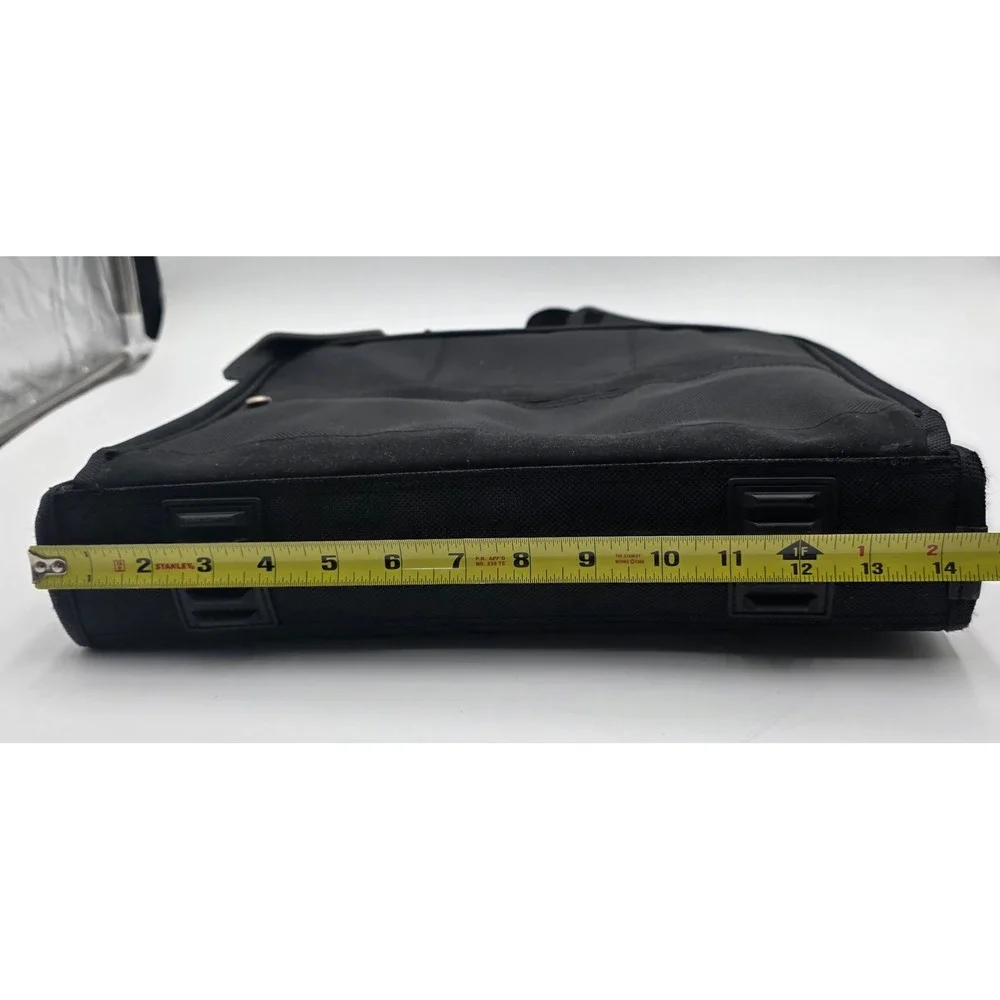 Vintage Compaq Black Nylon Laptop Messenger Bag Briefcase With Strap 14.5x13x4in
